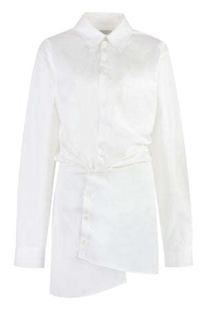 Asymmetric White Cotton Shirt Dress
