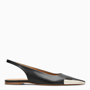 OFF-WHITE Elegant Black Slingback Shoes for Women with Metal Tip