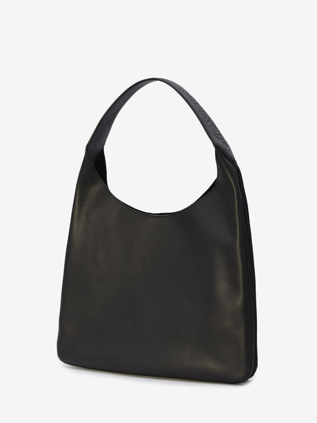 OFF-WHITE Black Leather Hobo Handbag with Detachable Pouch in SS24 Season