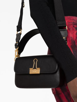 OFF-WHITE Black Calfskin Binder Shoulder Handbag