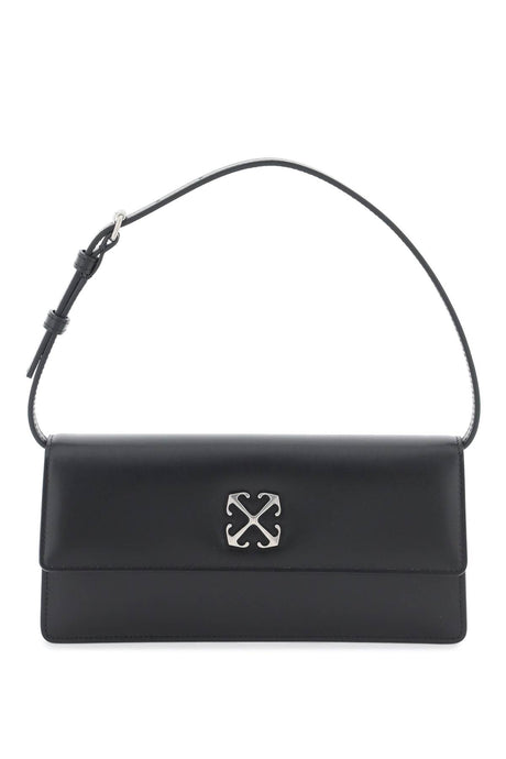 OFF-WHITE Black Leather Shoulder Bag with Signature Arrows Motif for Women