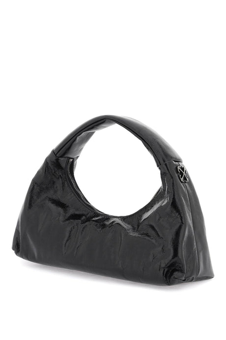 OFF-WHITE Black Leather Shoulder Handbag with Dark Silver Details