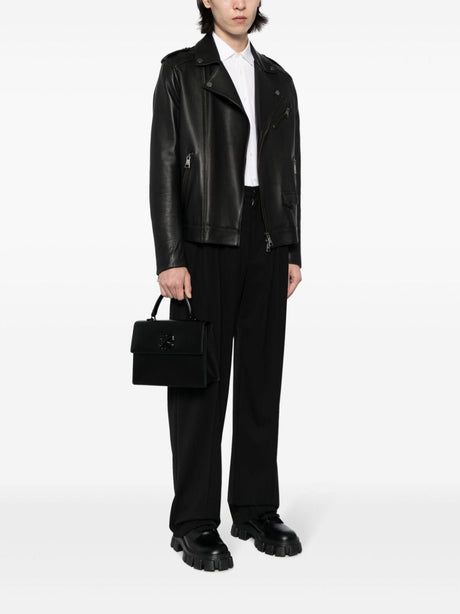 OFF-WHITE Black Studded Pouch Handbag for Women - FW23