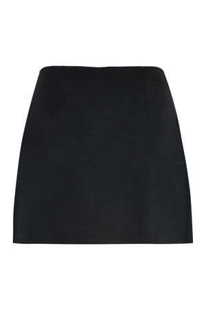 PRADA Black Satin Skirt with Embellished Buttons for Women