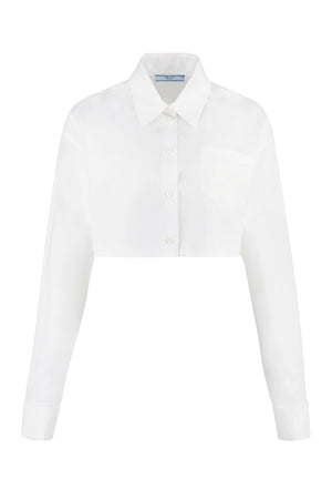 白色粗棉婦女短款襯衫，鎳鐵袖扣(SS23)