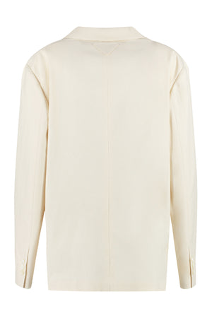 PRADA Double-Breasted Blazer for Women in Cotton with Lapel Collar and Back Slit - White