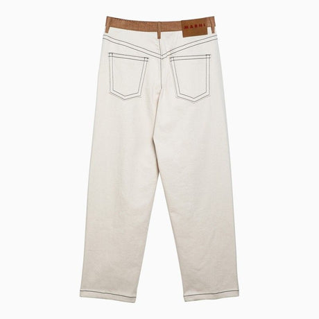 MARNI White and Beige Denim Jeans for Women