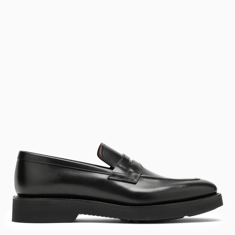 CHURCH'S Black Leather Loafer for Men - Classic Round Toe with Rubber Sole for FW23