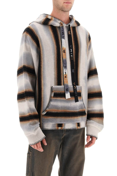 AMIRI Oversized Cashmere & Wool Sweatshirt with Striped Motif