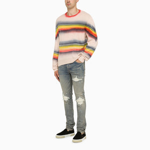 Multicolored Striped Crewneck Sweater for Men - FW23