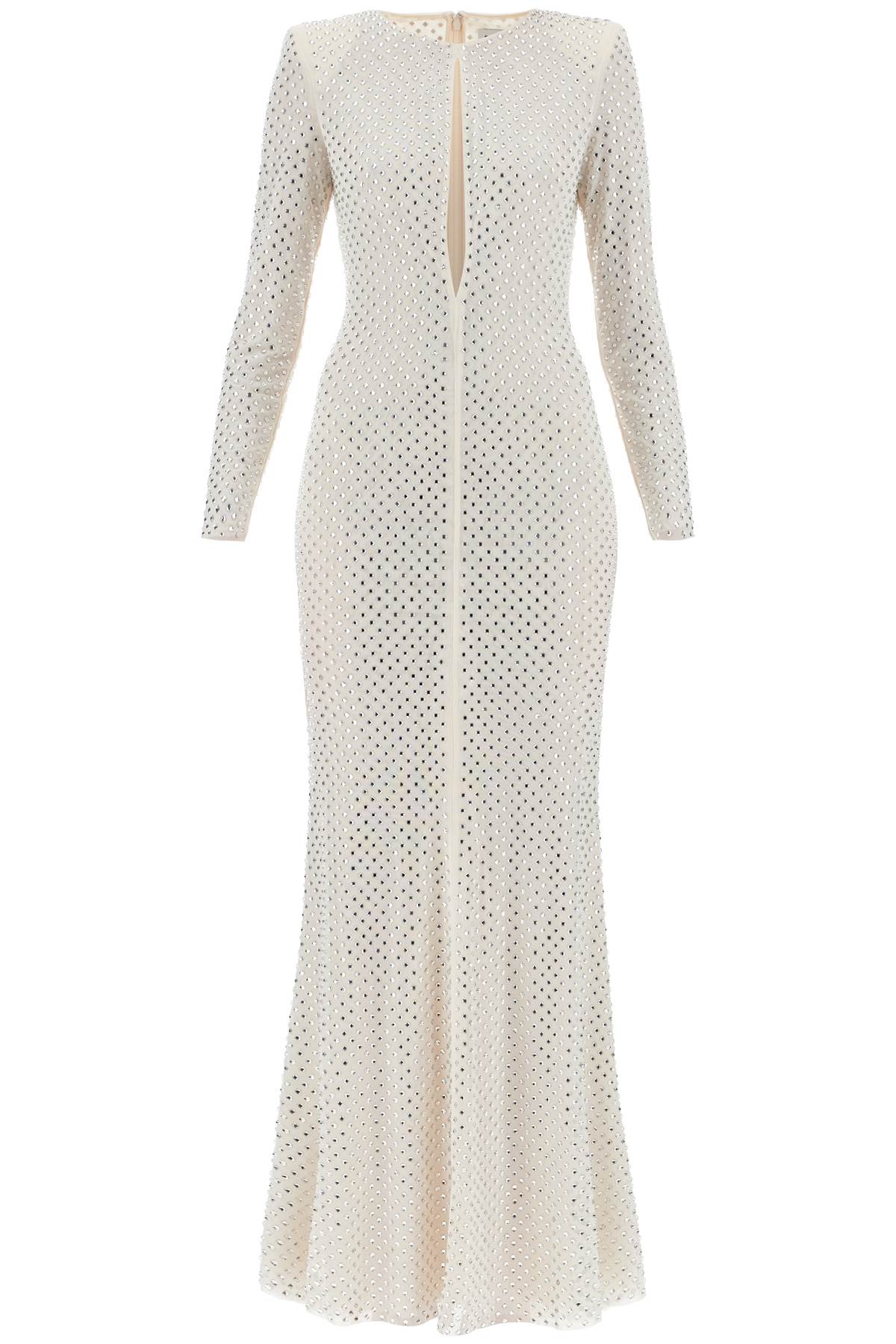SELF-PORTRAIT LONG MESH DRESS WITH CRYSTALS