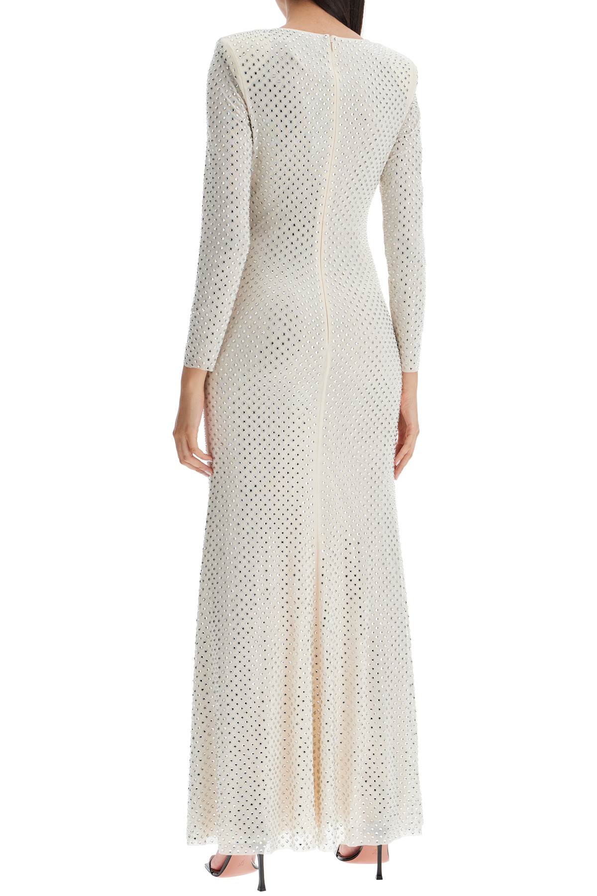 SELF-PORTRAIT LONG MESH DRESS WITH CRYSTALS