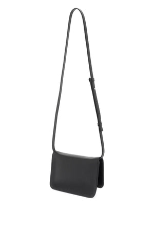 MARNI Black Leather Shoulder Handbag with Logo for Men