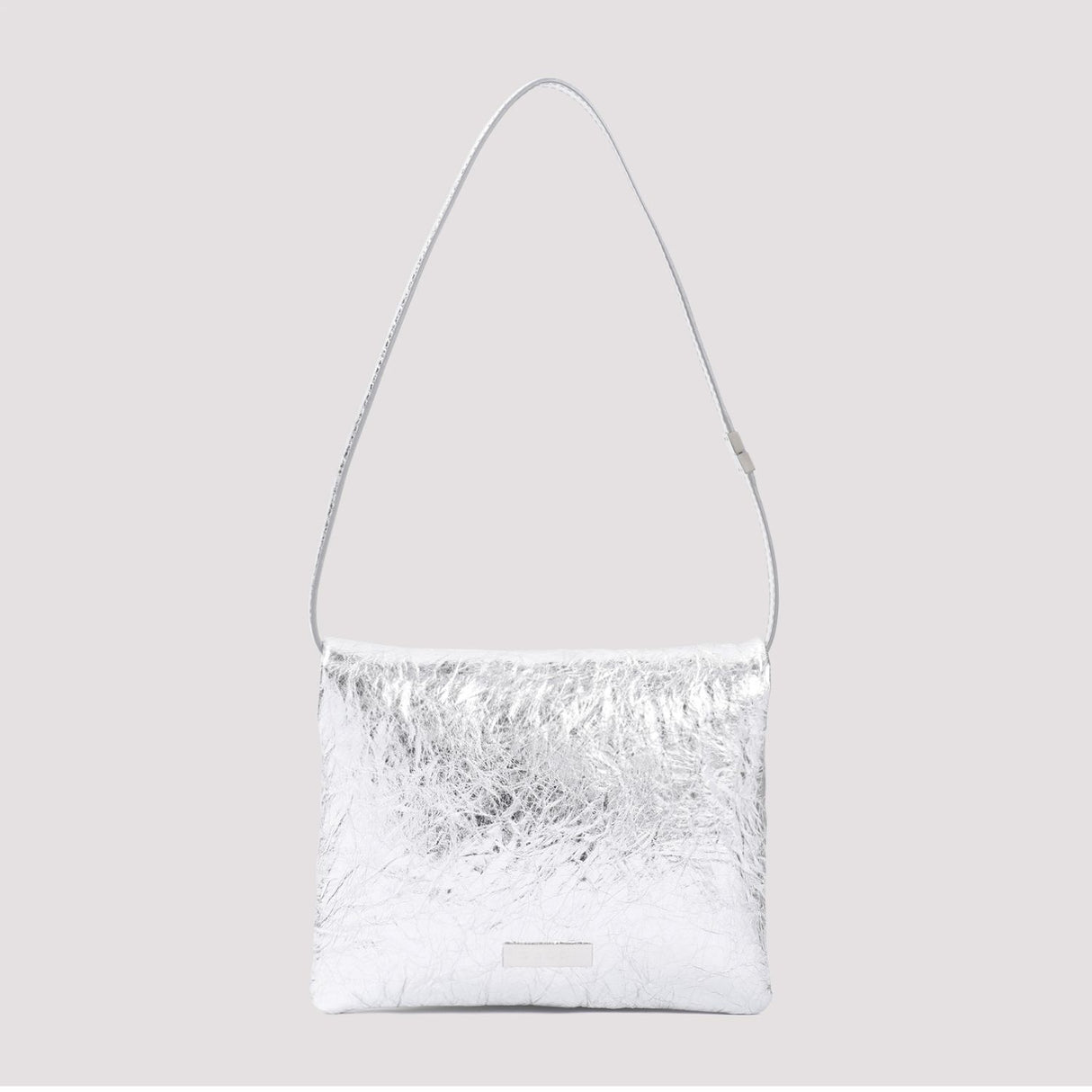 MARNI Chic Silver Mini Leather Crossbody Bag - 19x16x4 cm