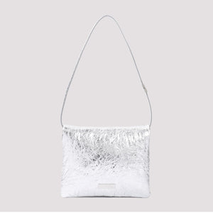 MARNI Chic Silver Mini Leather Crossbody Bag - 19x16x4 cm
