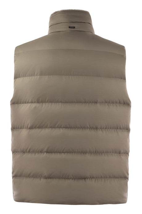 HERNO Luxury High-Collar Down Vest with Detachable Fur