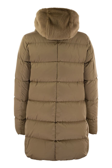 HERNO Luxury Silk-Feel Down Jacket with Detachable Fur Hood