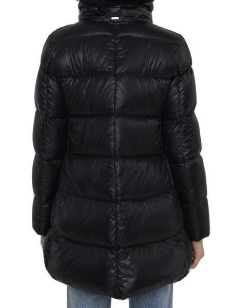 HERNO Luxurious Black Nylon Down Jacket with Eco-Fur Collar