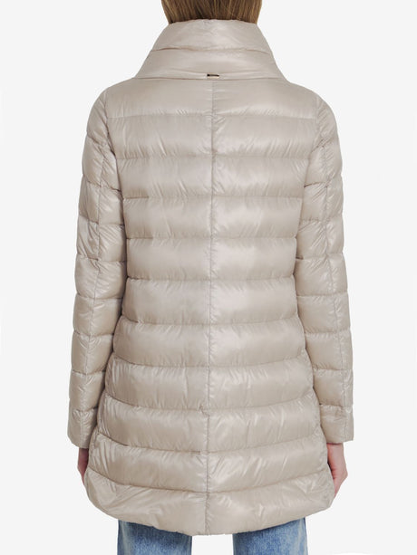 HERNO Elegant Quilted Down Jacket in Putty