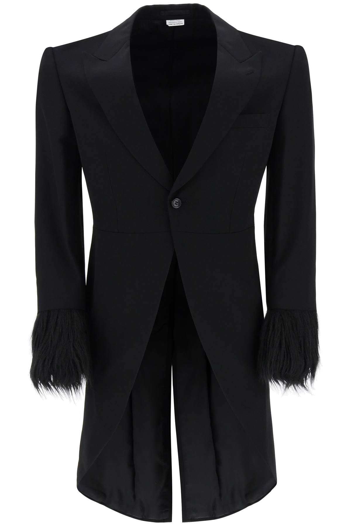 COMME DES GARÇONS HOMME PLUS Men's Tailcoat with Eco-Fur Inserts - Fall/Winter 2024 Collection