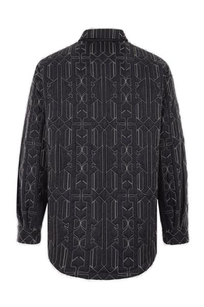 PALM ANGELS Grey Monogram Quilted Overshirt for Men