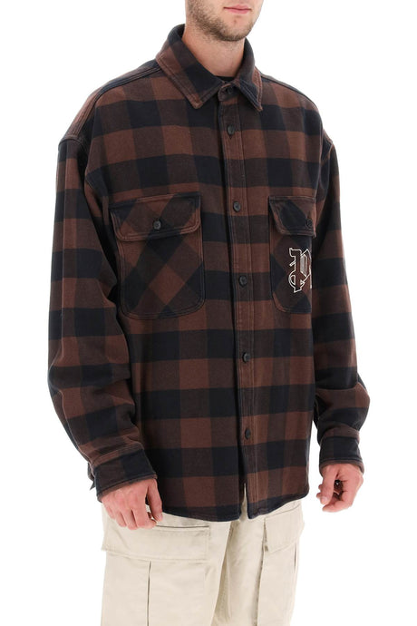 PALM ANGELS Monogram Check Overshirt for Men in Brown