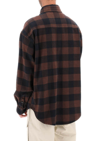 PALM ANGELS Brown Check Pattern Men's Shirt - FW23 Collection