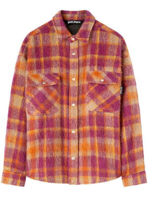 Burgundy and Orange Checked Men's Overshirt - FW23 Collection