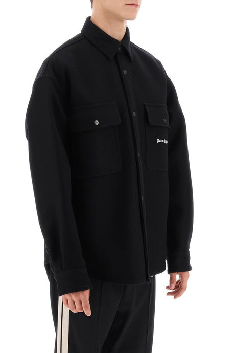 Men's Embroidered Overshirt in Black