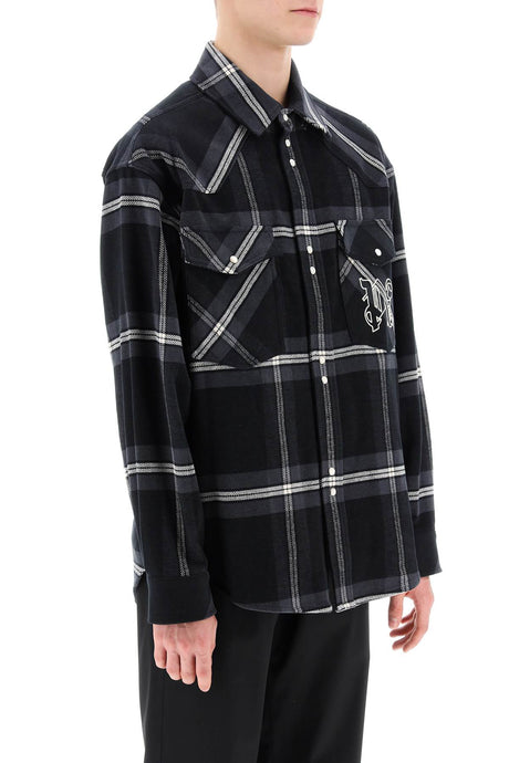 PALM ANGELS Checked Flannel Overshirt in Mixed Colors for Men