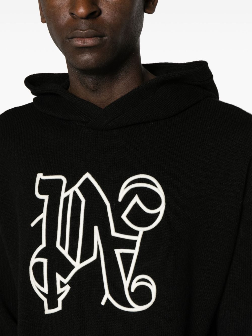 Áo hoodie bằng len Monogram cho nam - màu đen SS24