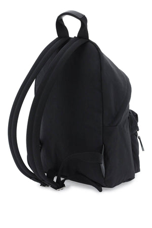 Grained Leather Logo Backpack - Black