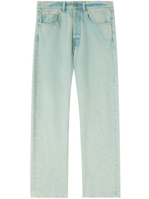 PALM ANGELS Men's Light Blue Straight Cotton Denim Jeans for Summer 2024