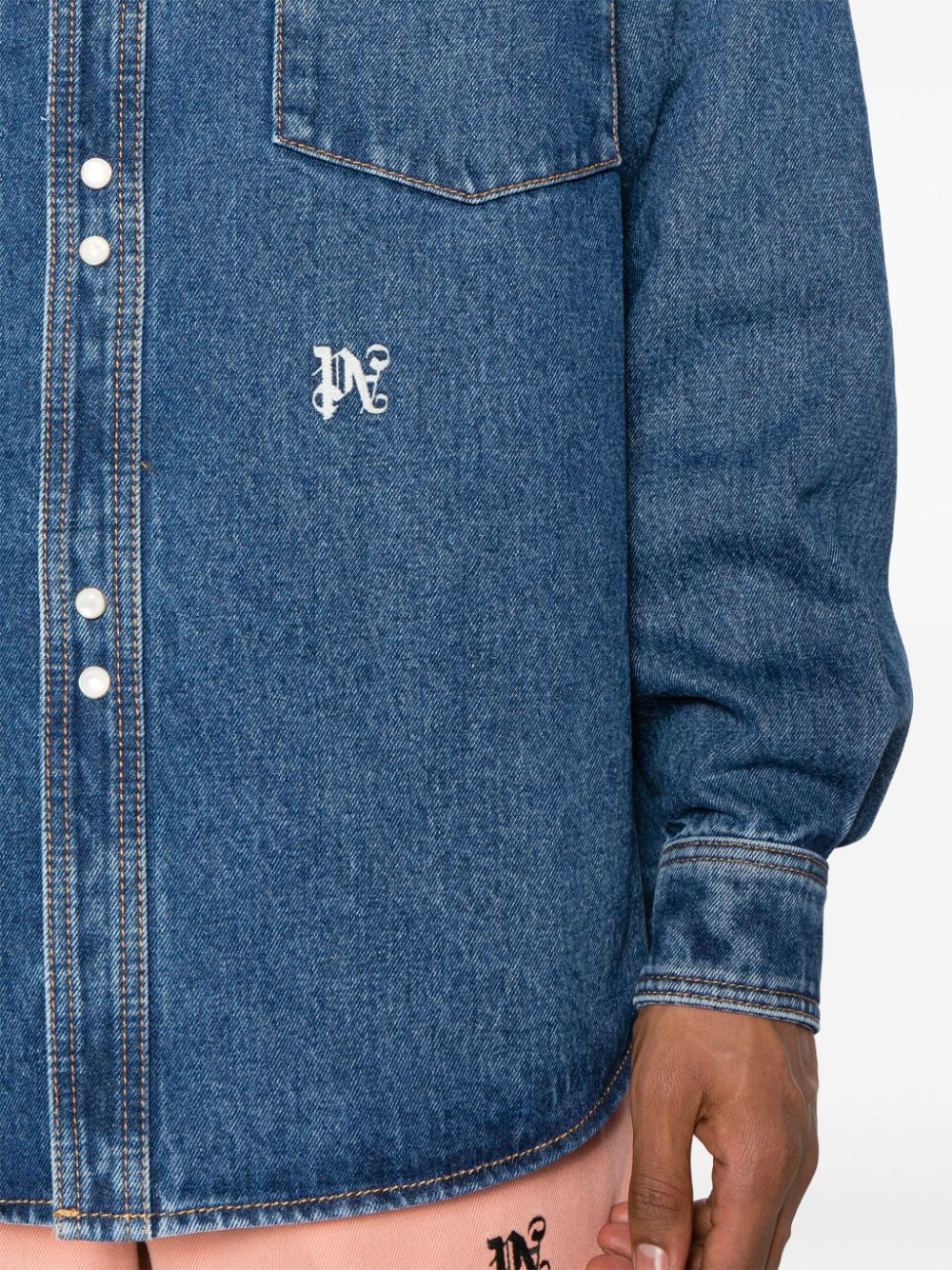 Blue Monogram Denim Shirt for Men