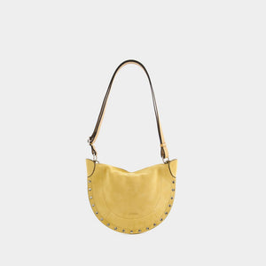ISABEL MARANT Mini Moon Chic Yellow Calf Velvet Leather Shoulder Bag for Women SS24