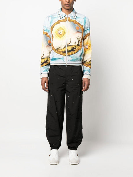 AMIRI Multicolor Varsity Jacket with Subtle Stripe Detailing and Landscape Frame Design