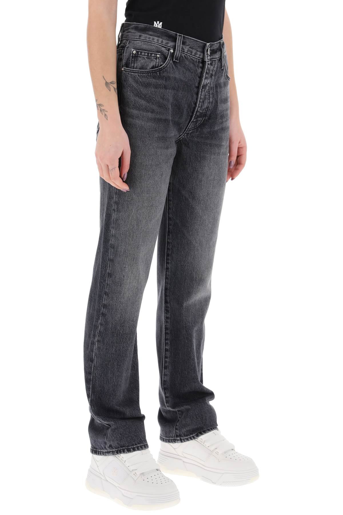 Dark Vintage-Washed Straight Cut Jeans for Women by AMIRI