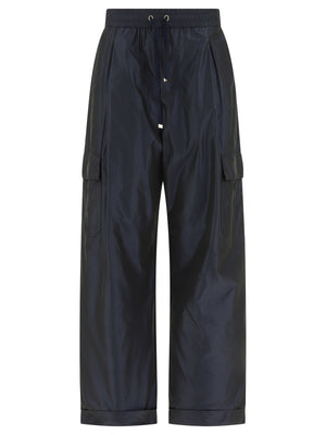 HERNO Blue Techno Taffeta Cargo Trousers for Women - SS24 Collection