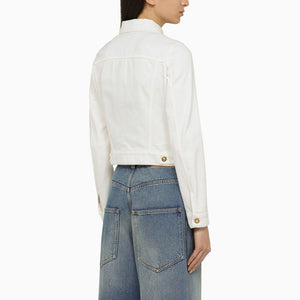PALM ANGELS Short Denim Jacket for Women in White - SS24 Collection