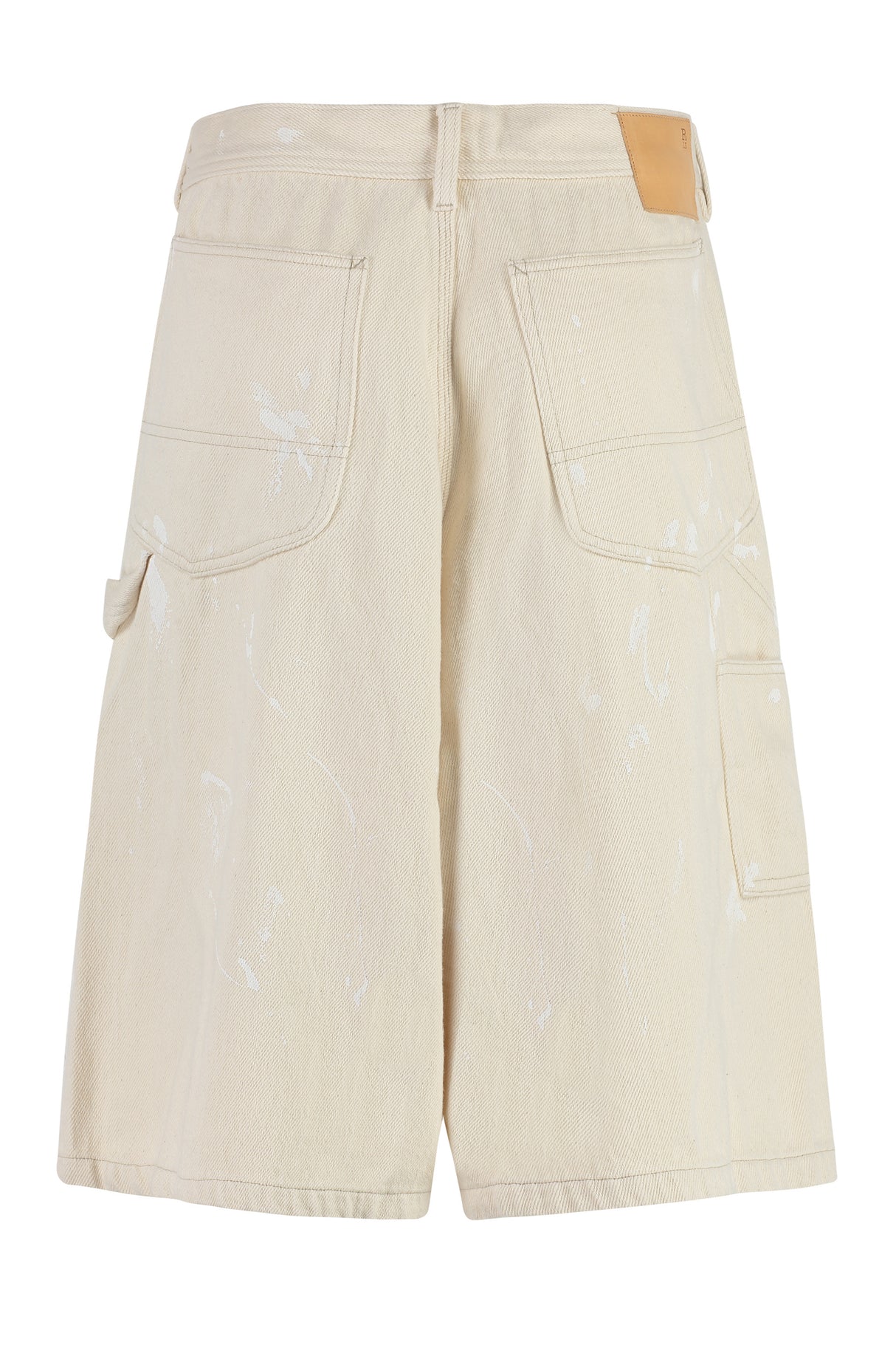 R13 Beige Paint Splatter Denim Shorts for Women - FW23