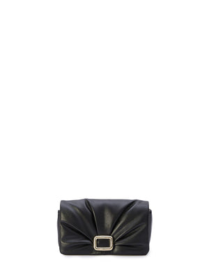 Black Calf Leather Clutch for Women - SS24 Collection