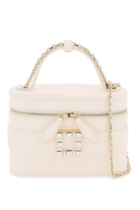 ROGER VIVIER White Leather Crossbody Bag with Rhinestone Buckle - SS24 Collection