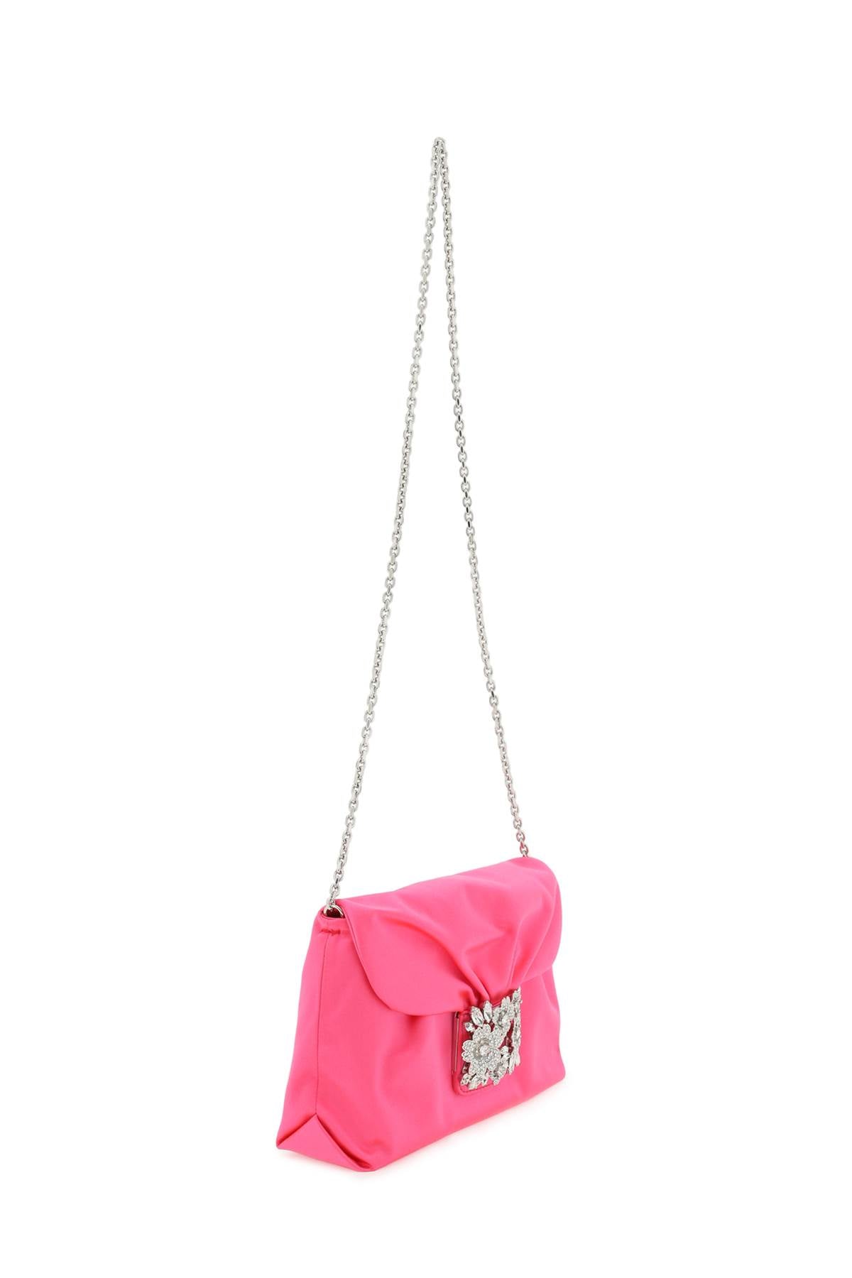 Feminine Pink Draped Mini Handbag for Women with Strass Buckle and Chain Strap