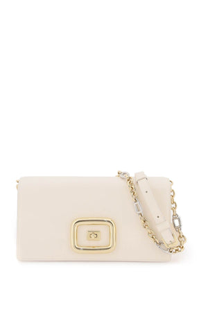 White Leather Crossbody Bag with Iconic Gold Metal Buckle for Women