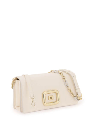 White Leather Crossbody Bag with Iconic Gold Metal Buckle for Women