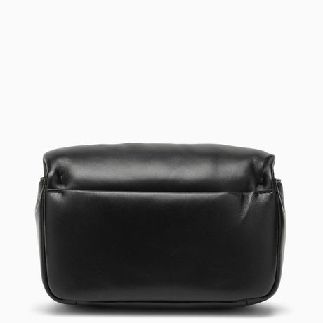 Chic Black Leather Clutch with Iconic Gold Buckle and Metal Chain Handle