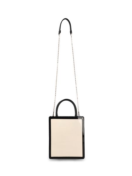 White Lacquered Raffia Tote Handbag for Women