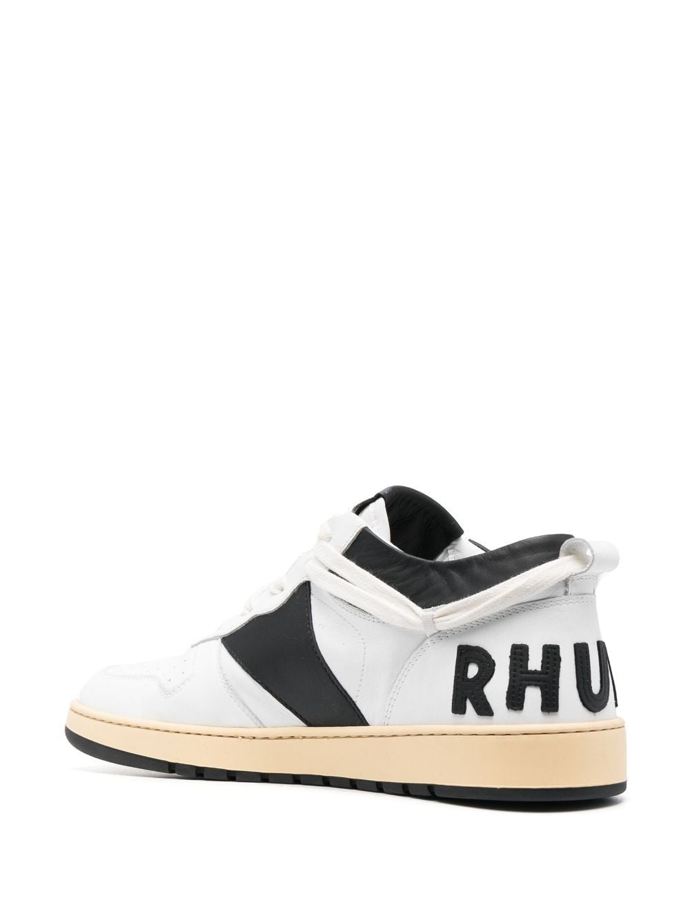 Men's White Leather Panelled Sneakers