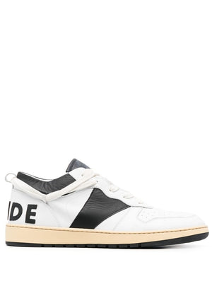 Men's White Leather Panelled Sneakers