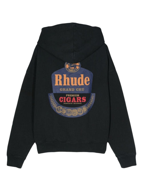 RHUDE Black Cotton Grand Cru Hoodie for Men from SS24 Collection